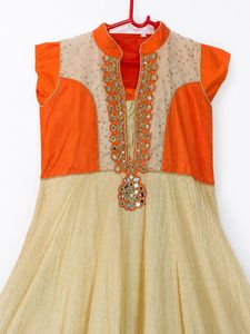 Elegant Orange and Beige Gown
