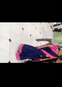 Beautiful Blue Saree with Pink Border