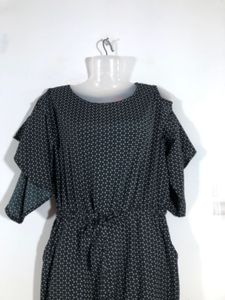 Chic Patterned Cold Shoulder Maxi Dress