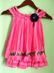 Pink Cold Shoulder Top For Girls