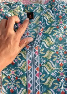 Beautiful Teal Floral Print Kurta