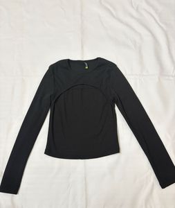 Black Long Sleeve Cut-Out Top