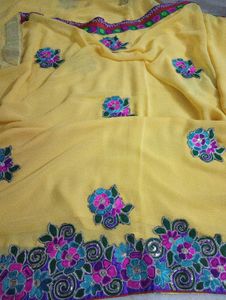 Yellow Embroidered Saree