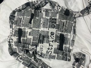 Newspaper Print Long Sleeve Top
