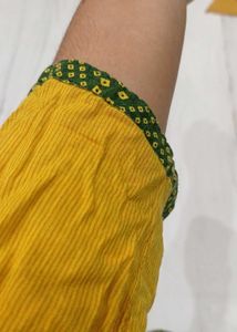 Yellow Kurta Set with Green Pants
