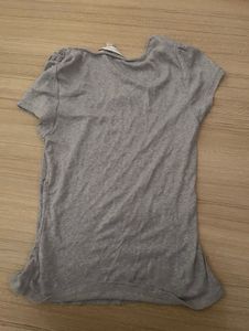Grey Embellished Neck T-Shirt