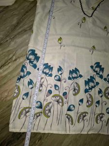 White Floral Print Kurta Set