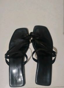 Sleek Black Thong Sandals