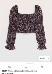 H&M Floral Square Neck Puff Sleeve Top