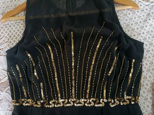 Black Dress With Gold Work