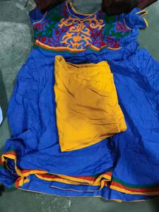 Embroidered Blue Kurta with Yellow Palazzo