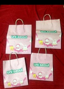 4 Uni Seoul Pink Shopping Bags -2 Big and  smal