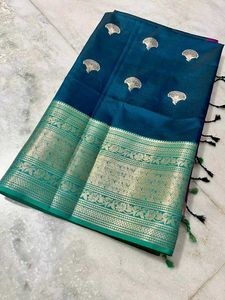 Teal Soft Silk Allover Boota Saree