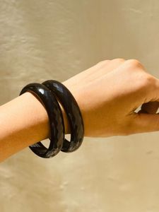 y2k Chunky Black Faceted Bangles (Set of 2)