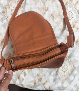 Brown Faux Leather Crossbody Bag