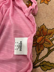Cute Pink Cami Top with Flower Trim