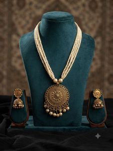 Exquisite Pearl Necklace & Jhumka Set