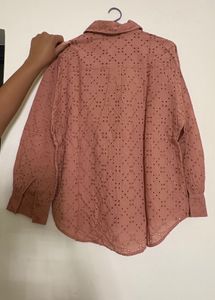Chic Eyelet Button-Up Blouse