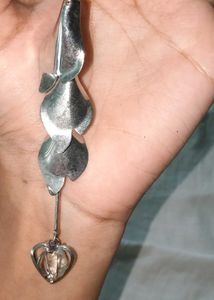 Unique Silver Leaf Drop Earrings