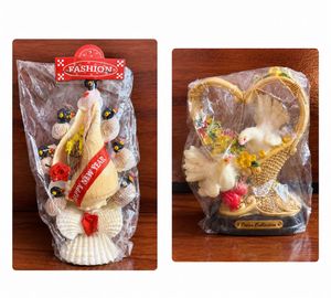 50%off/ Dove Figurine & seashell showpiece