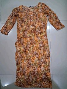 Orange Printed Kurta with White Palazzo Pants