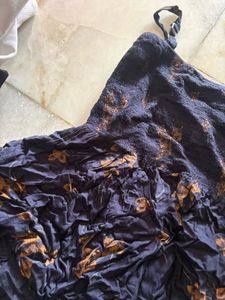 Blue Floral Print Peplum Top