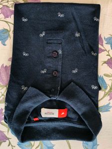 Men Dotted neavy Blue Collar Tshirt