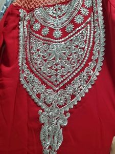 Red Embellished Kurta