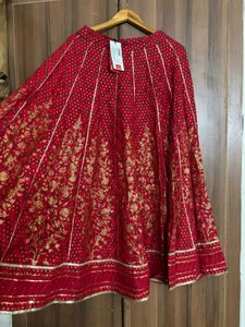 🆕W Red &amp; Gold Print Ethnic Skirt/ Lehenga