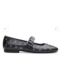 Black Studded Mary Jane Flats