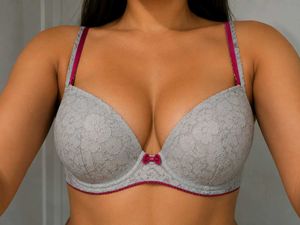 Lace Padded Bra with Red Trim