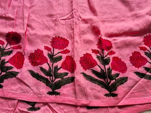 Pink Floral Embroidered kurta