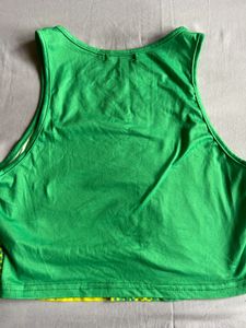 Green &amp; Yellow Halftone Crop Tank Top