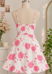 Chic White &amp; Pink Floral Sundress