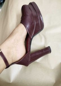 Cherry red chunky Platform Heels