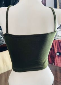 Olive Green Cross Halter Top