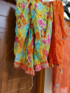 Vibrant Orange Embroidered farsi salwar suit
