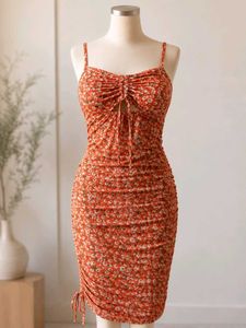 Ruched Floral Mini Dress