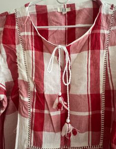 AND - Red &amp; White Checkered Tunic Top