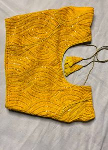 beautiful Yellow Thread &amp; Sequins Blouse