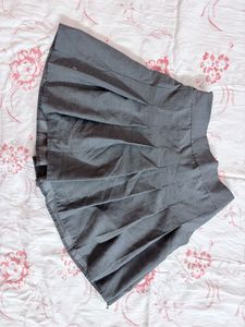Grey Pleated Mini Skirt