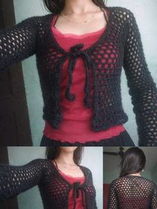 Crochet Knit Tie-Front Cardigan