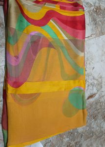 Vibrant Abstract Print Saree