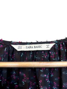 ZARA Sheer Floral Swiss Dot Dress – Size Medium