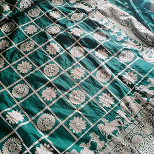 Dark Green Banarasi Saree