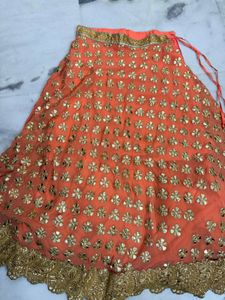 Embroidered Orange Lehenga