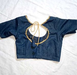Stylish polyester Blouse with Gold String Detail