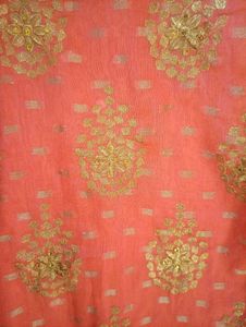 Coral &amp; Golden Embroiderd Suit Salwar Set