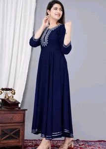 Elegant Navy Blue Embroidered Kurta