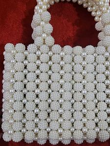 Elegant White Pearl Beaded Handbag